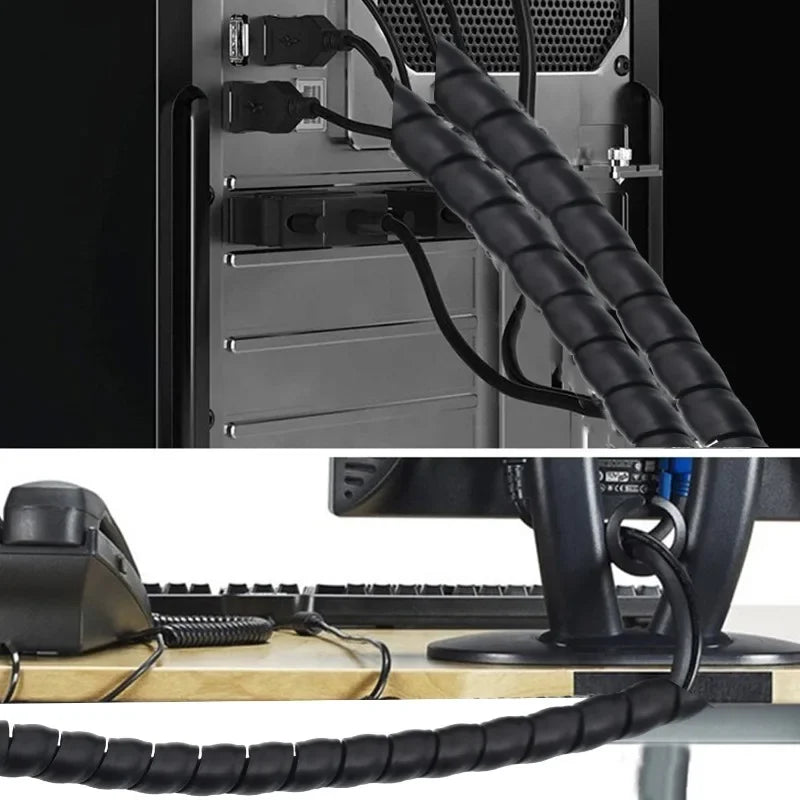 Spiral Cable Wire Wrap Computer Cord Management Winding Tube Flexible Cable Protection Sleeves Office Wire Organizer