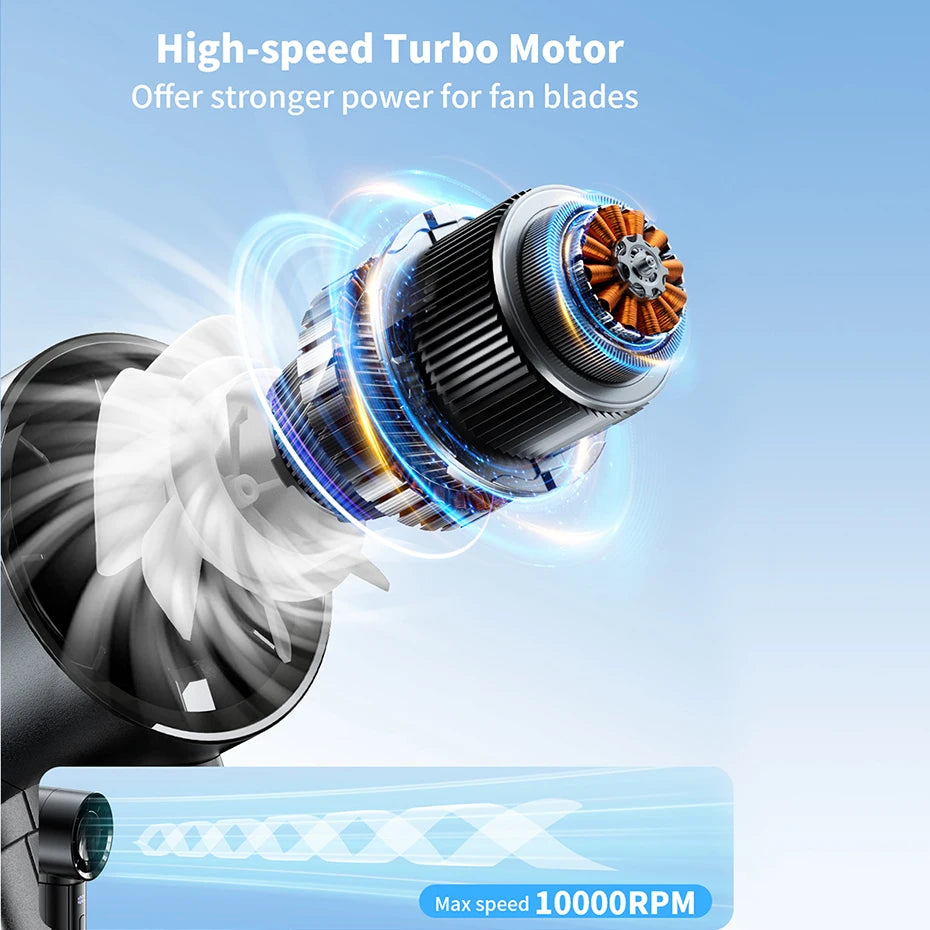 coldSky Portable Handheld Fan 3000mAh Battery Operated Cooling Fan 5 Speed Adjustable Small Desktop Fan With Digital