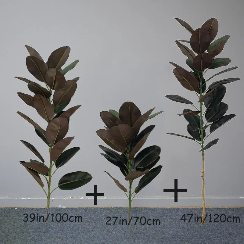 13-70in Large Ficus Tree Artificial Rubber Tree Plastic Banyan Plants Real Touch Banyan Leaves For Home Garden Shop
