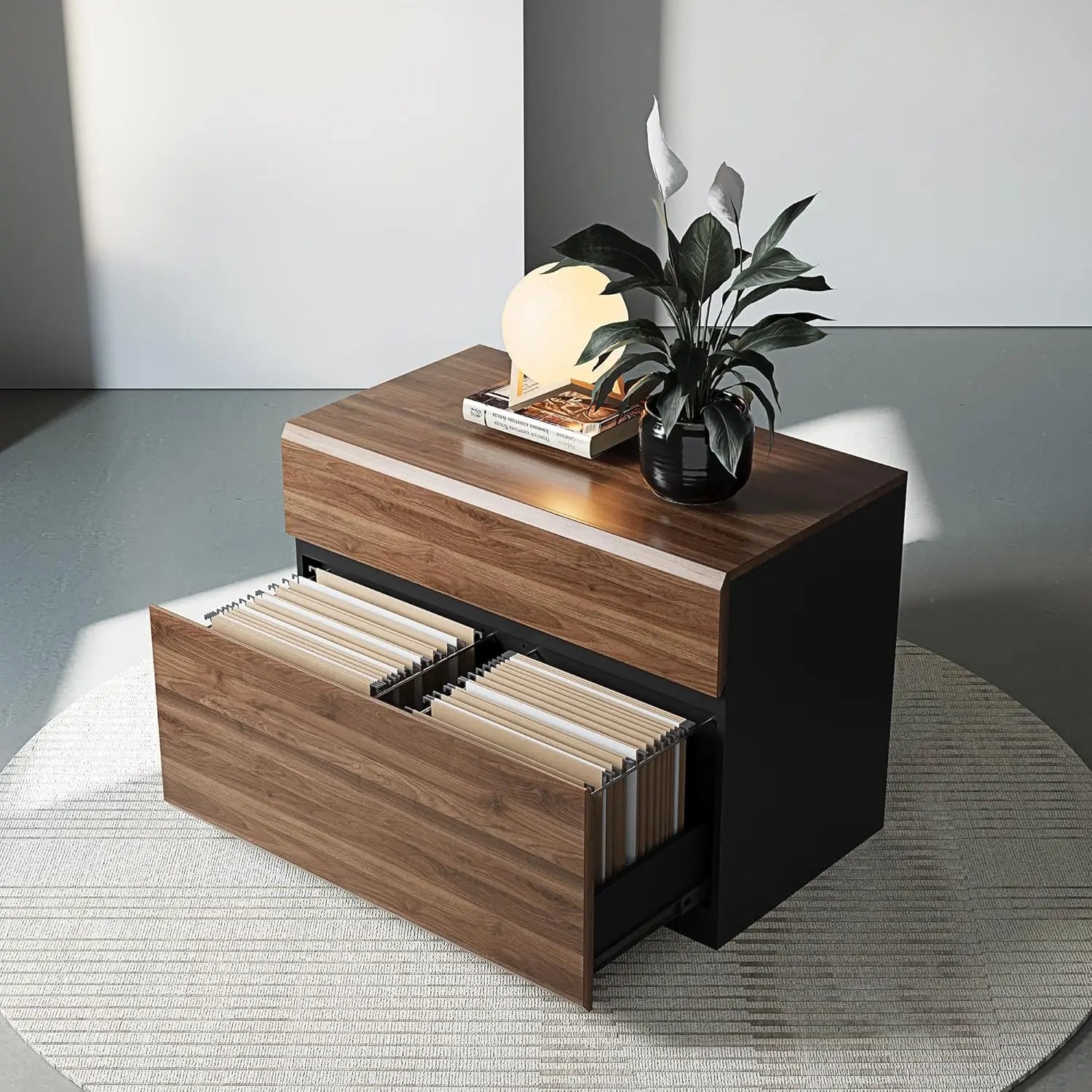 2 Drawer Lateral File Cabinet 31W x 23H Wood Filing Cabinet with Anti-Tilt Home Office Storage for Letter/Legal/A4