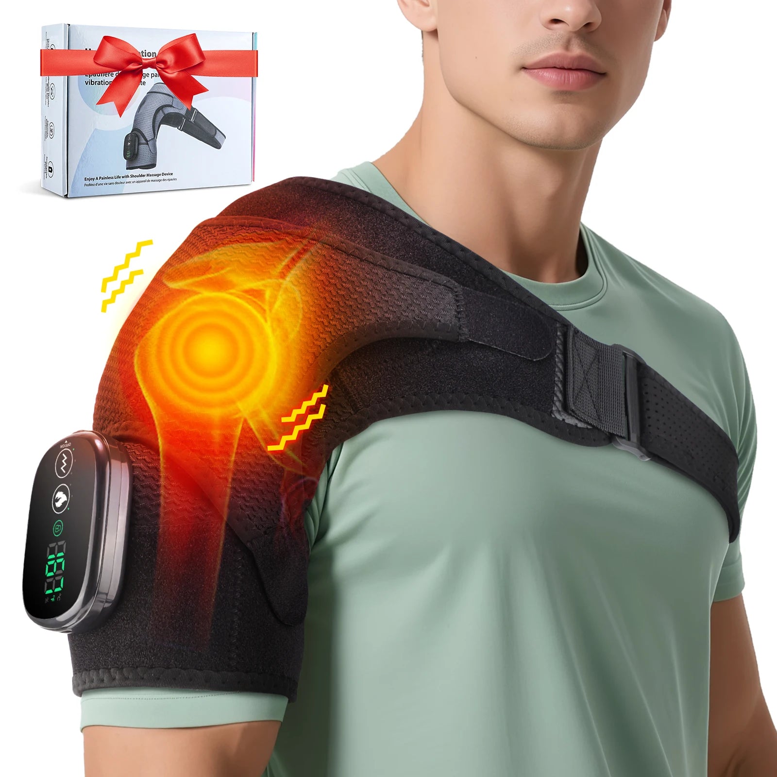 Electric Shoulder Massage Belt Brace Cordless Vibration Physiotherapy Muscle Relaxation Massager for Knee Elbow Support