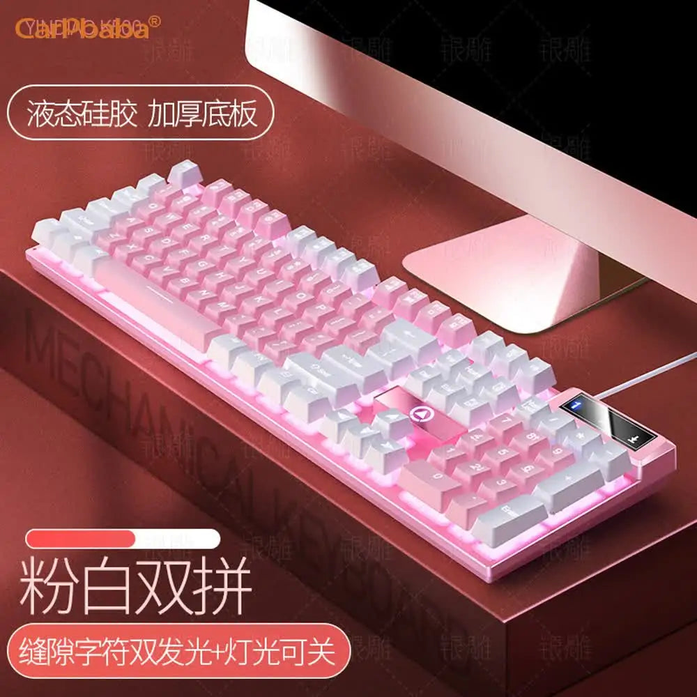 Carpbaba K500 104 Key USB Wired Gaming Keyboard Color Backlit Mechanical Hand Feel Keyboard for Computer Laptop PC