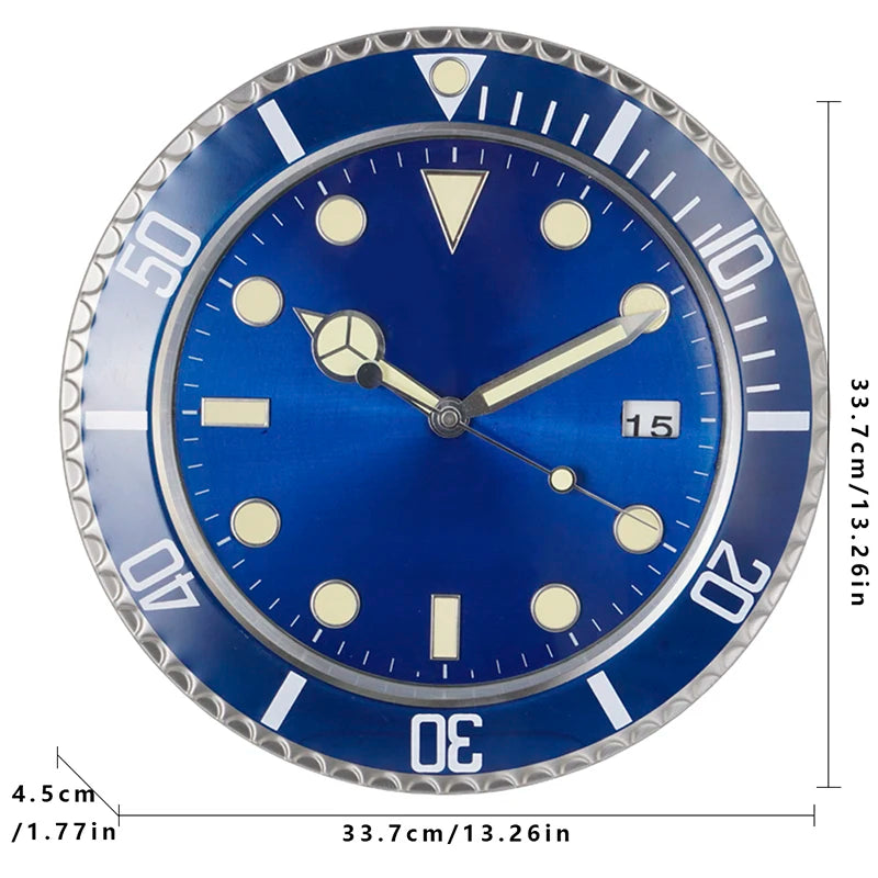 34cm Luxury Creative Wall Clock Modern Metal Design Art Wall Clock Home Large Digital Luminescent Bedroom Decoration