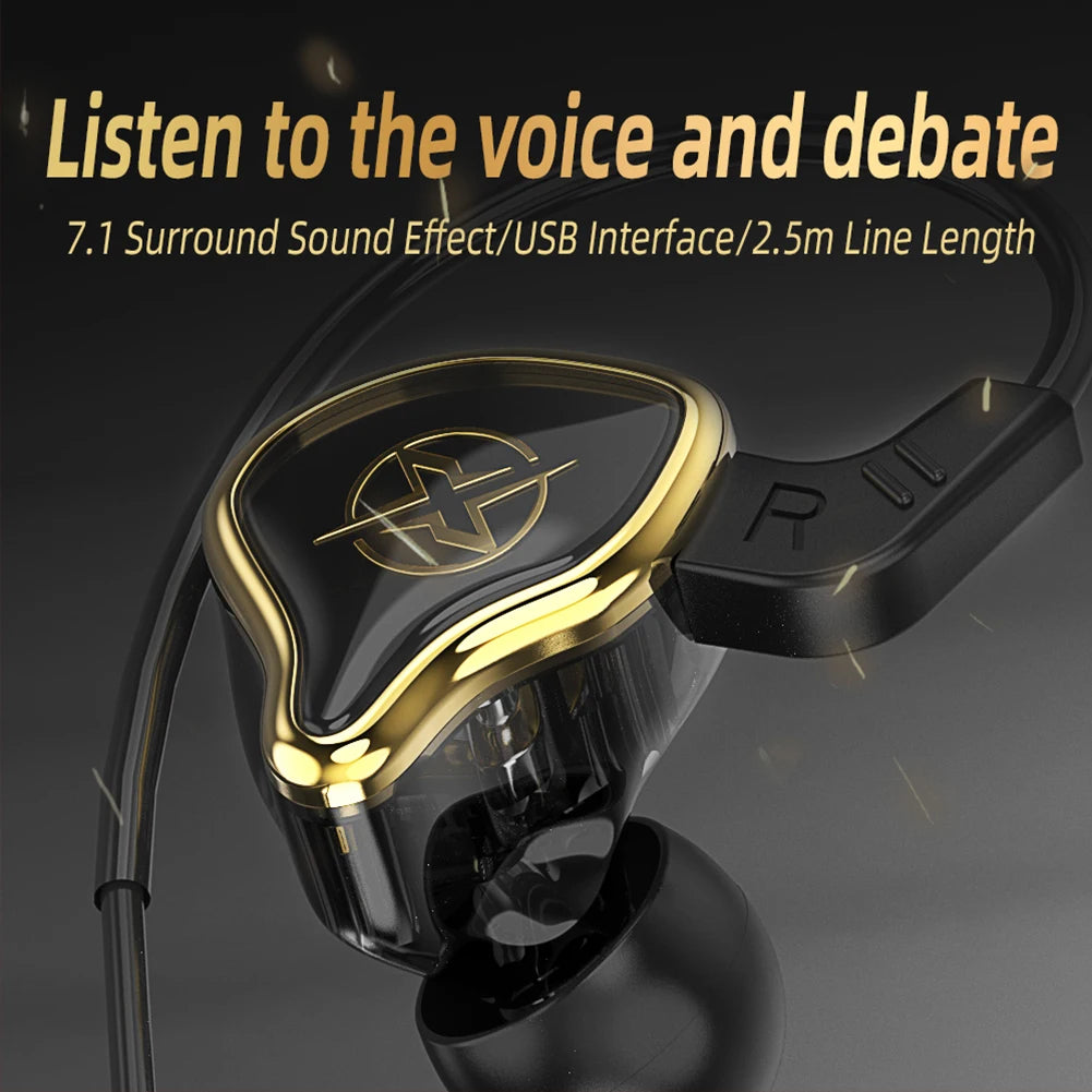 USB Gaming Headset With Microphone Wired Headphones Noise Cancelling PET Diaphragm 2.5m USB Cable for PC Computer PS4