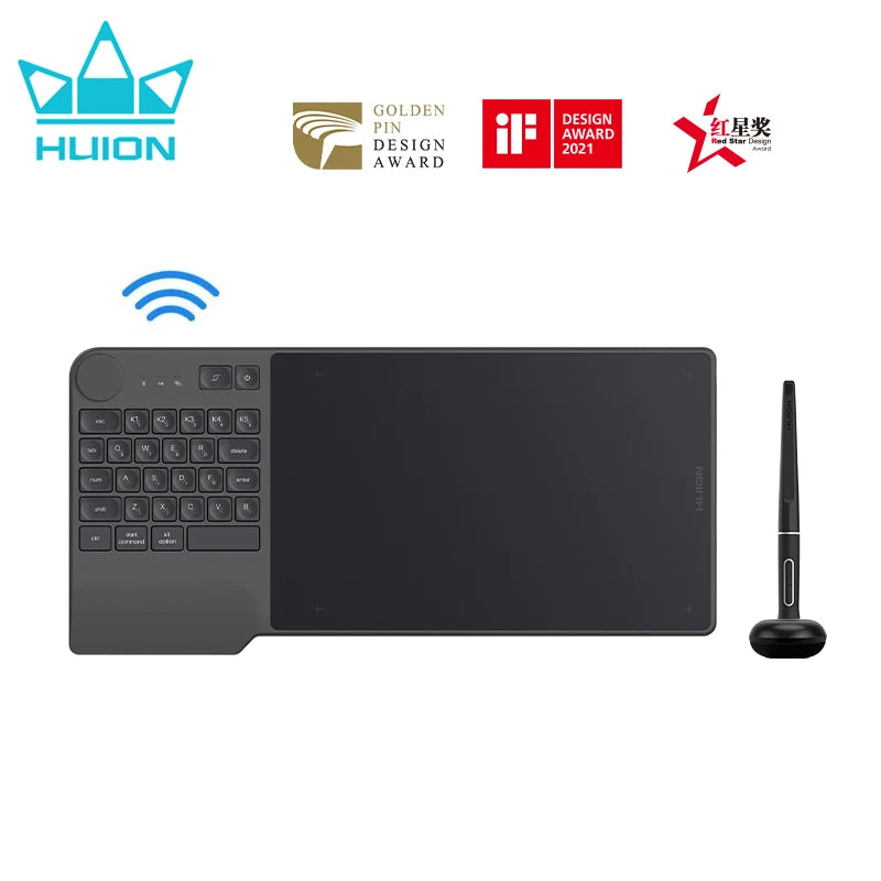 Huion KD200 Inspiroy Keydial Wireless Graphics Tablet Drawing Tablet Bluetooth 5.0 Connection 23 Press Key Keyboard