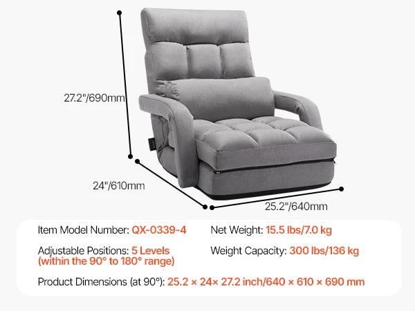 SucceBuy Floor Chair Recycled Foam Folding Sofa Chair Multifunctional Floor Chair with Back Support Ideal for Sleeping