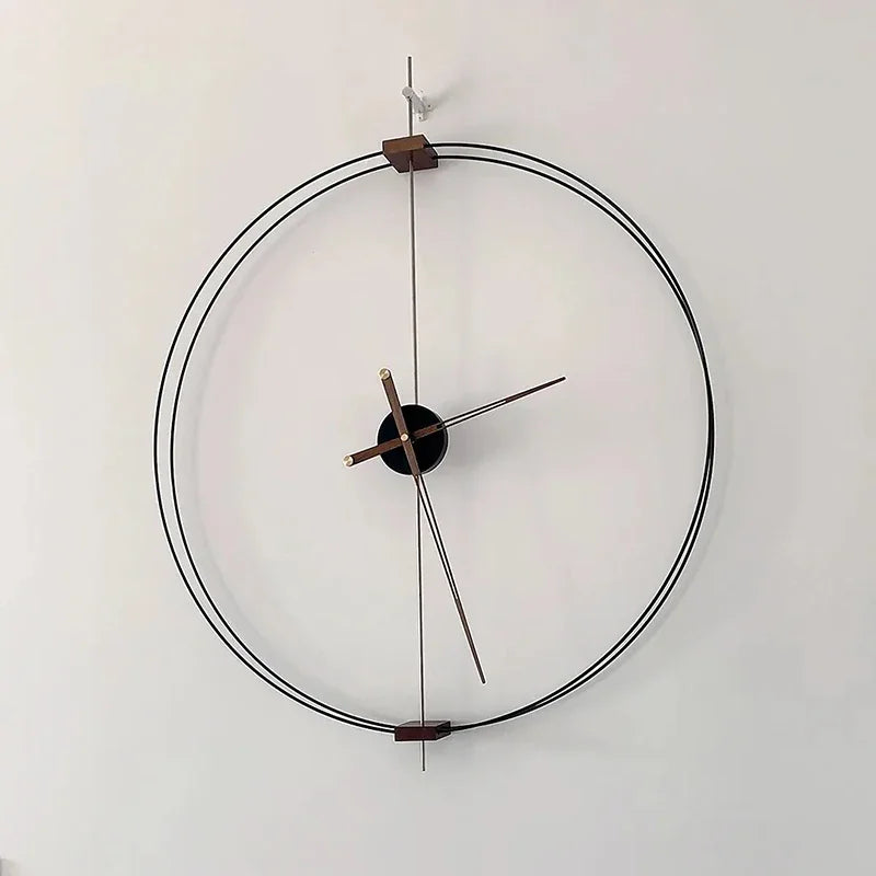 Spanish Minimalist Wall Clock Creative Luxury Living Room Art Clocks Solid Wood Pointer Large Wall Clock Silent