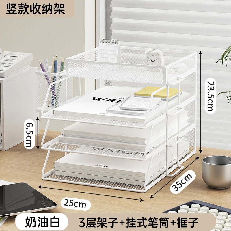 Office File Box Desktop A4 Document Organizer Stackable Laminated Papers Rack All-purpose Bathroom Storage Tray