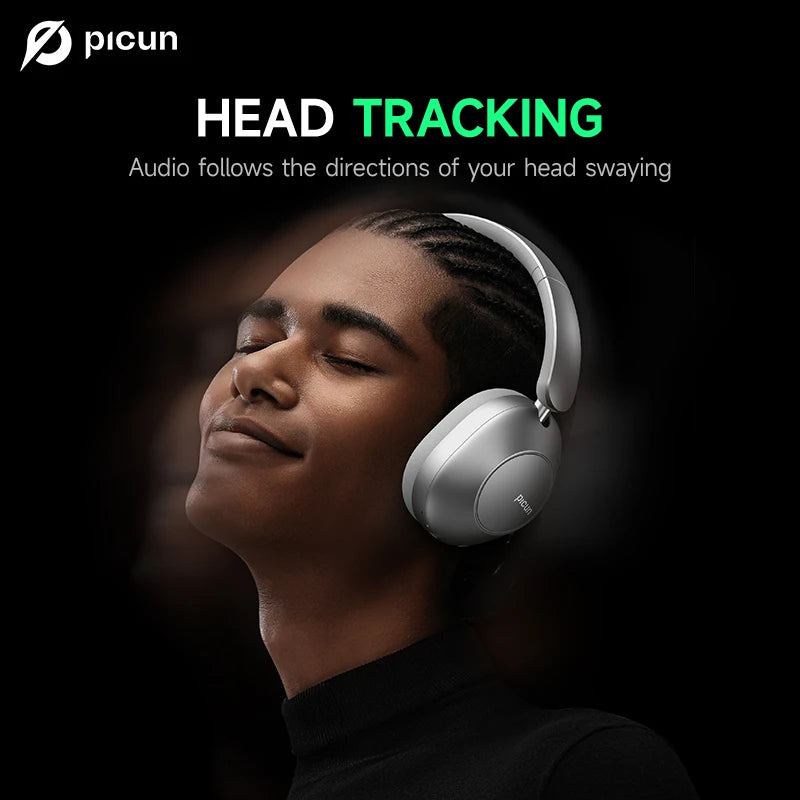 Picun F6 Active Noise Cancelling Bluetooth Headset Hi-Res ANC Head Tracking 3D Audio Wireless Headphones APP Control