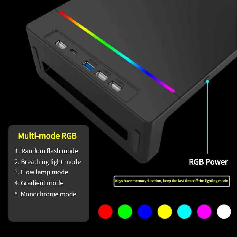 Multifunctional Computer Monitor Stand Laptop Stand Rgb Light Fast Charging Interface
