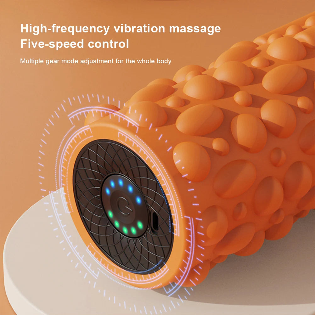 Electric Vibrating Foam Roller Massage Column Rechargeable Muscle Roller 5 Modes Tissue Massager for Bodybuilding