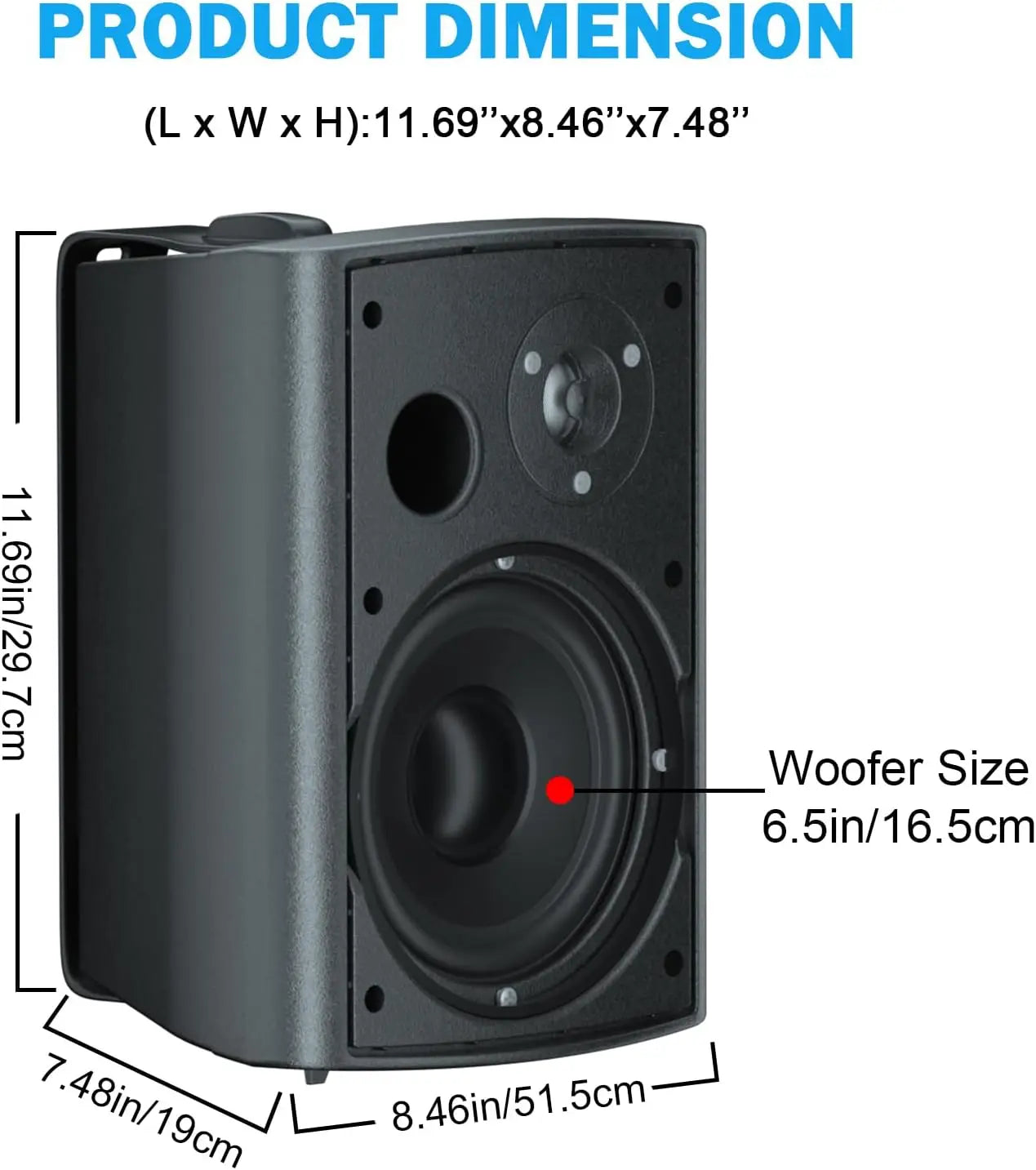 Herdio 4PCS 800W 6.5’’ Outdoor Speakers Wired Waterproof Passive Wall Mount Speakers With Powerful Bass For Home Patio