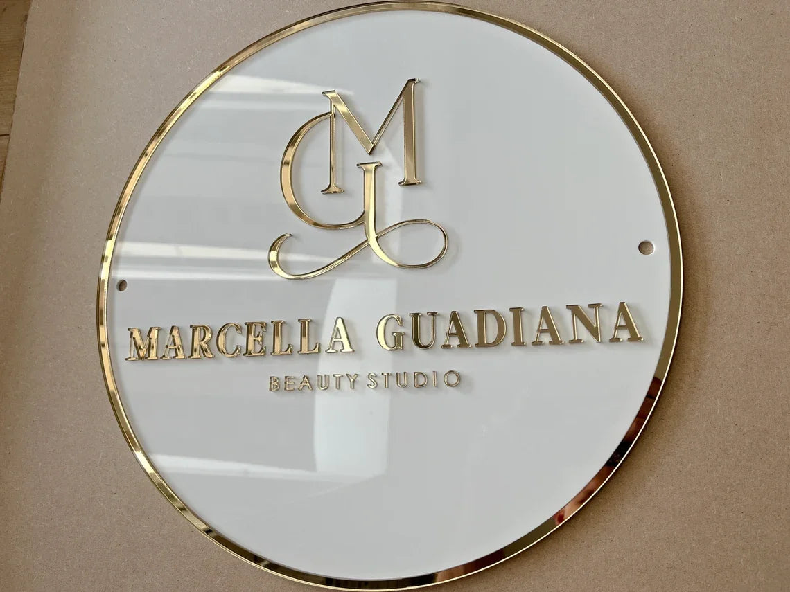 Custom Business Logo 3D Acrylic Sign Personalized Wall Sign Round Salon Sign Office Logo for Wall Business Name Signage
