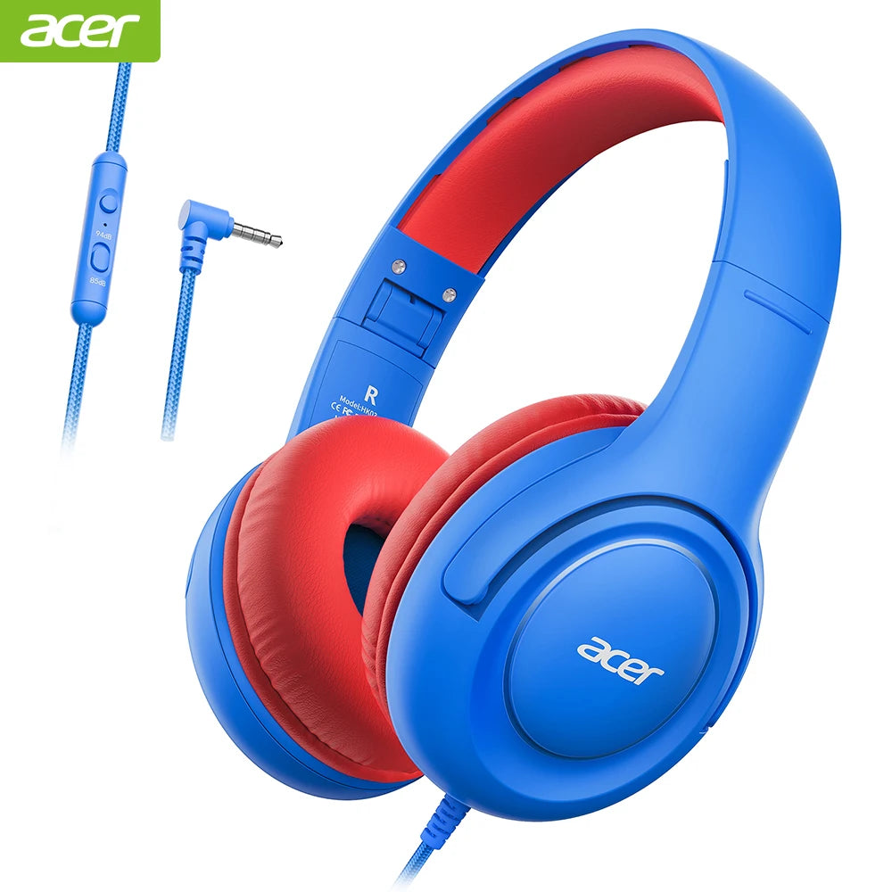 Acer Kids Headphones Wired for School 85/94dB Volume Limiter Foldable Stereo Sound Headset for Kids Learning Tablet