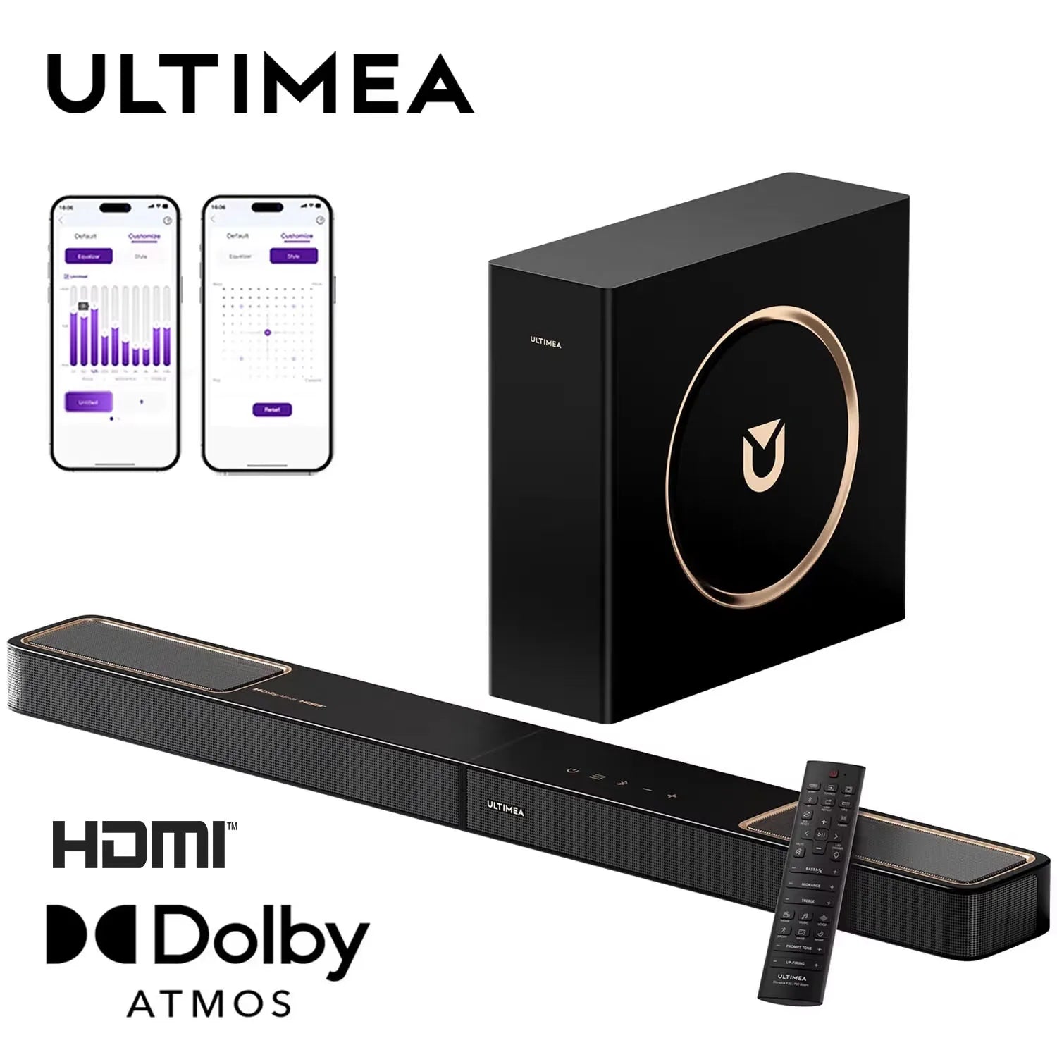 ULTIMEA 3.1.2ch Sound Bar with Dolby Atmos Surround Sound System for TV with 5.25 inch Subwoofer Sound Bar for Smart TV