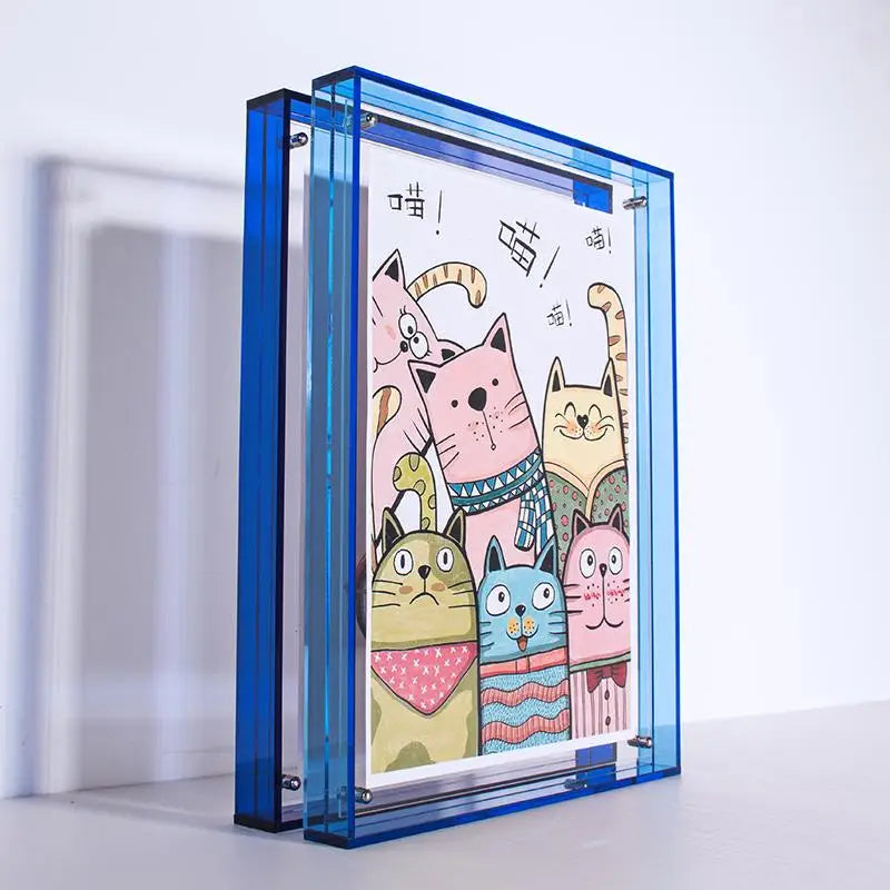 Translucent Acrylic Picture Frame Neon Floating Acrylic Wall Tabletop Frame Decoration Photo Frame for Gallery Home