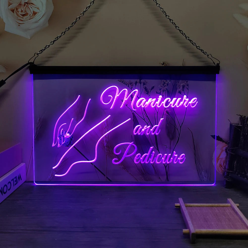 Manicure and Pedicure Art Decor For Salon Girls Room-LED Neon Sign-3D Carving Wall Art