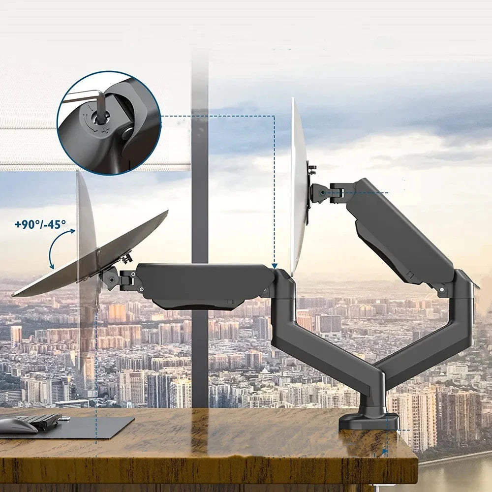 Dual Monitor up to 32 inches and 19.8 lbs per Screen Mechanical Arm Desk Mount VESA 100x100mm Height Adjustable Monitor