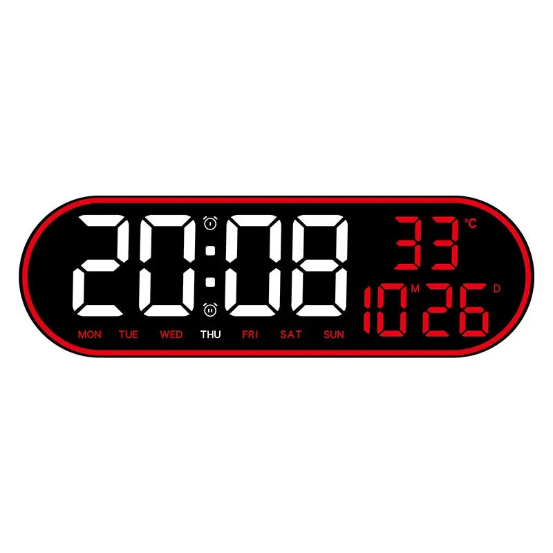 LED Digital Wall Clock Remote Control Electronic Mute Clock with Temperature Date Week Display 15-inch Timing Function