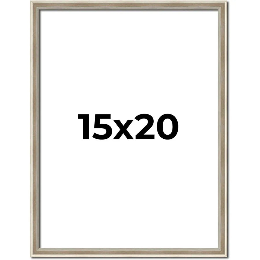 15x20 Frame Silver Modern Solid Wood Picture Frame with UV Acrylic Plexiglass and Foam Board Backing for Home Decor