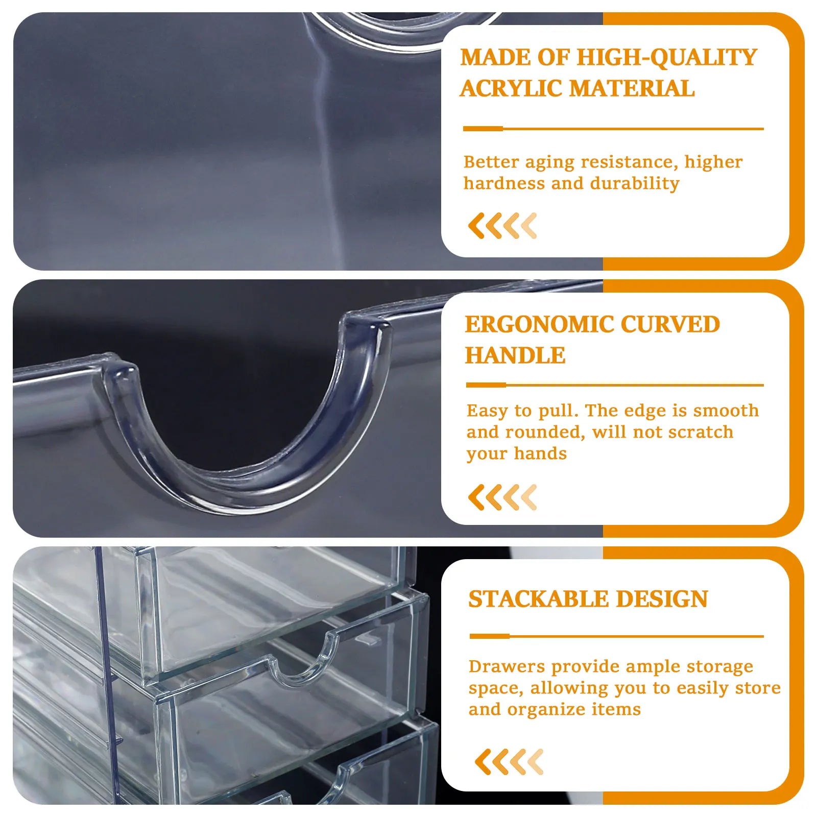 4/5Layer Acrylic Drawer Organizer Stationery Storage Box Glasses Clear Desk Makeup Hair Display Pencil Holder Office