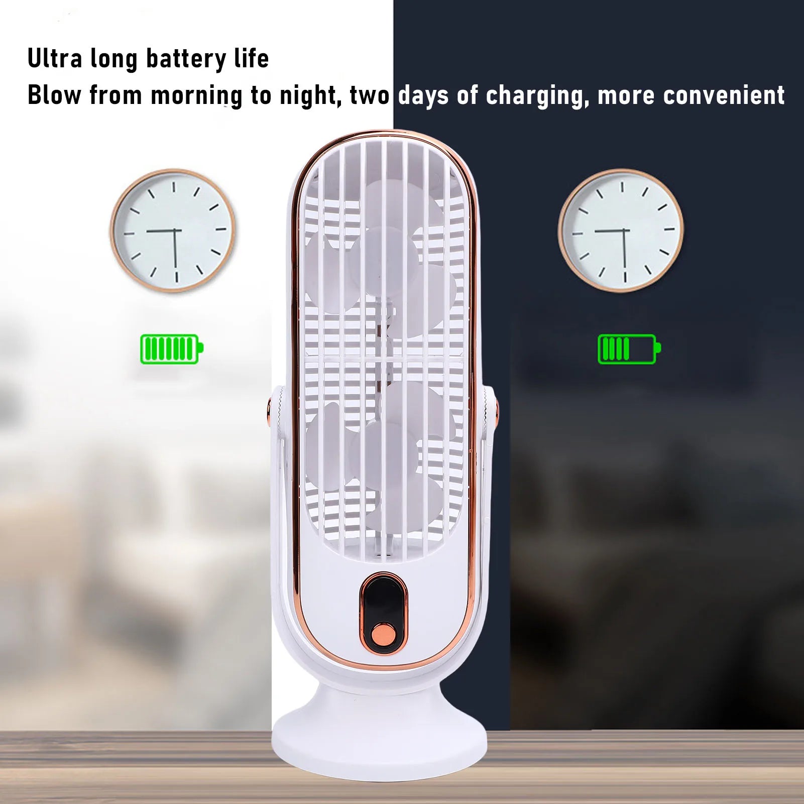 Desk Tower Fan 5 Speeds Brushless Motor USB Rechargeable Portable Desk Fan for Home Office Kitchen Indoor - as picture