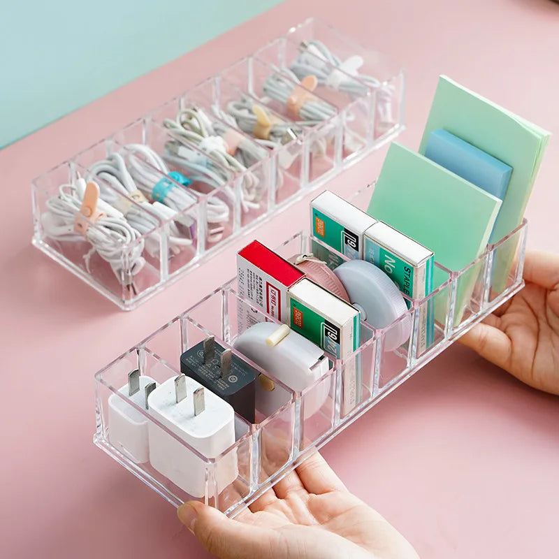Desktop Cable Line Storage Box Organizer Transparent Plastic Phone Charging Cables Power Cord Organizer Box