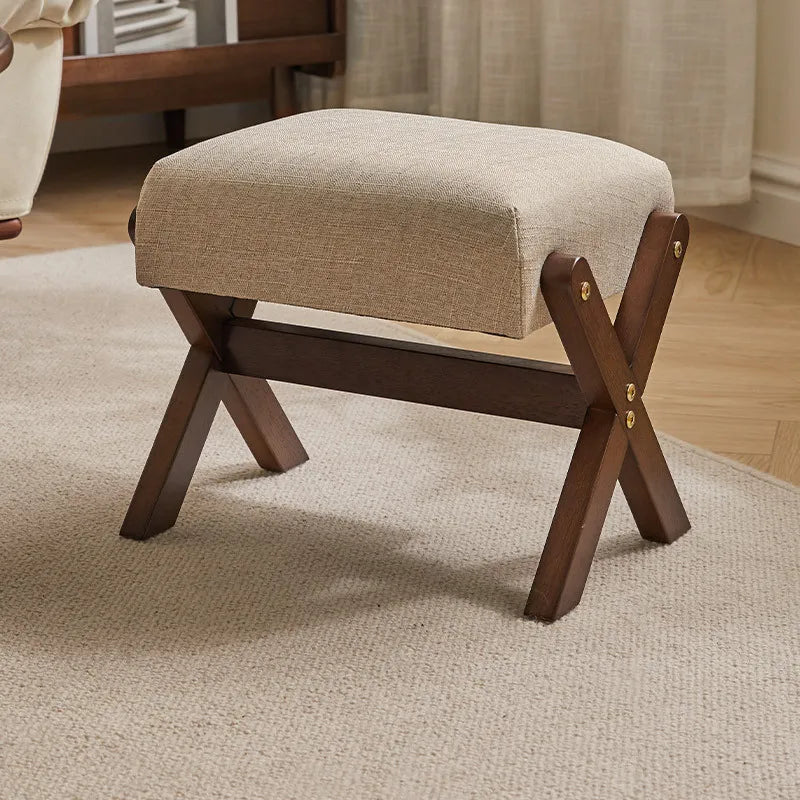 Solid Wood Footstool Soft Household Shoe Bench Doorway Stool Living Room Small Bench Sitting Stool for Bedside Dressing