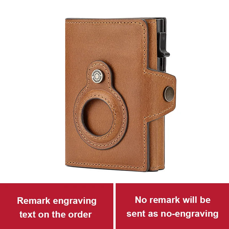 HUMERPAUL Wallet for Apple Airtage RFID Blocking Card Holder Business Aluminum Pop Up Slide Cardholder Case with Zip