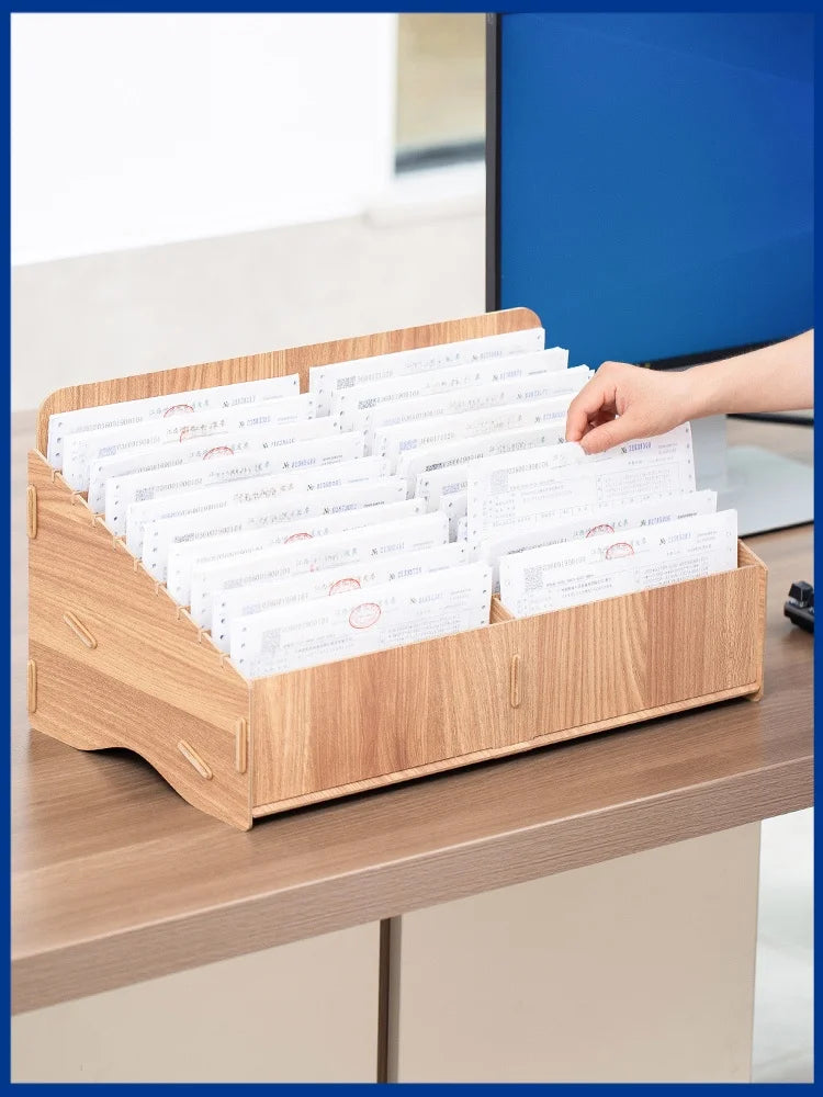 Financial Accounting Document Storage Box Single Receipt Organizer Desktop Storage Box Industrial Sle Wood Made