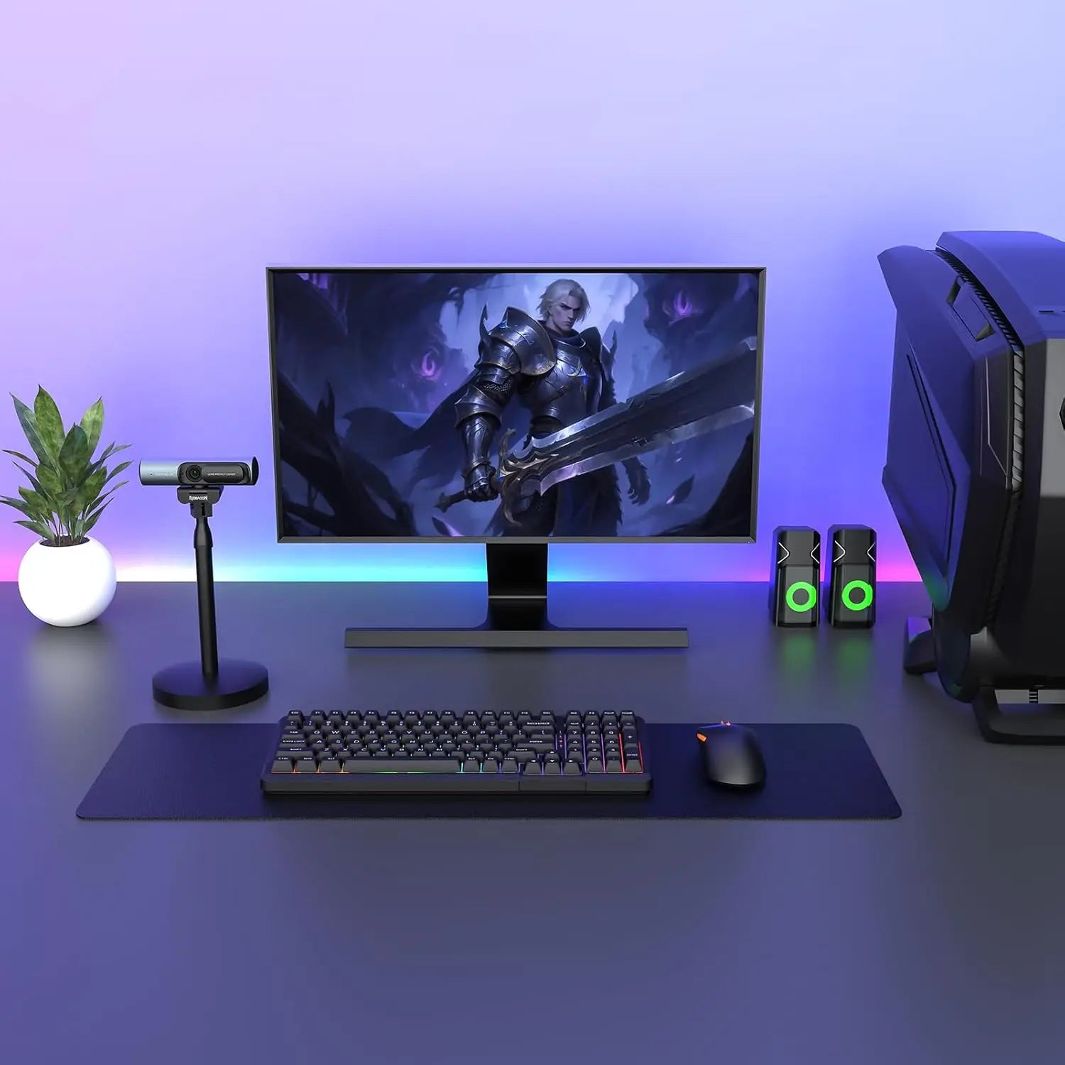 Redragon GW911 4K Webcam for PC Ultra HD with Dual Noise-Cancelling Mic PDAF Auto Focus Auto Light Correction Plug &