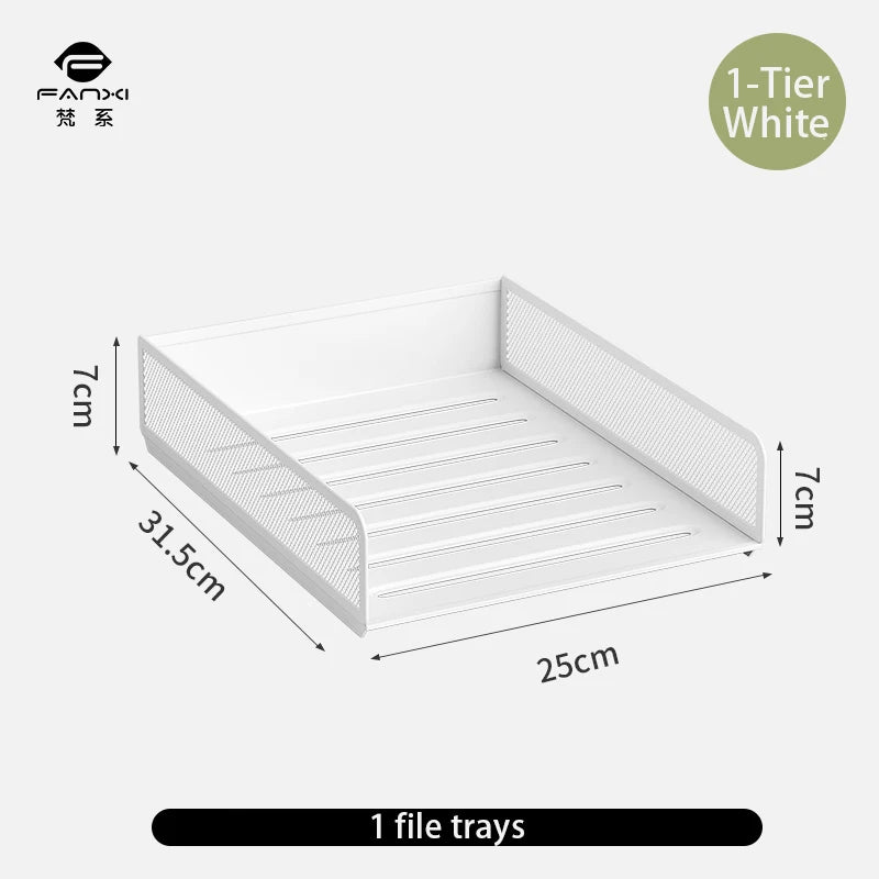 Desktop metal file tray Thickened metal tray Desktop file rack Metal file frame Office storage rack Paper storage