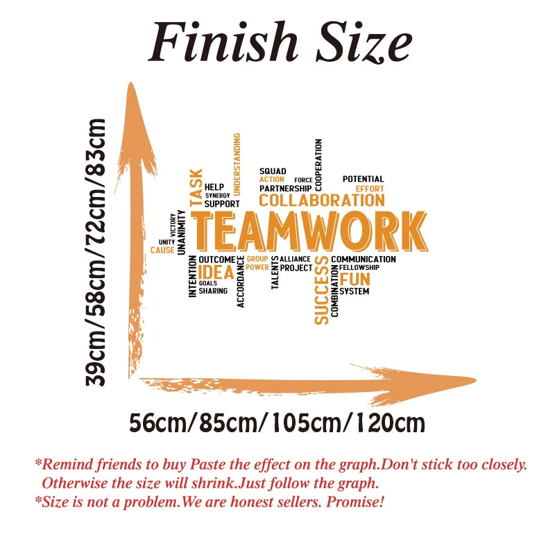 Teamwork Office Inspirational Quote Wall Sticker Decal Business Success Cooperation Motivational Quote Decor