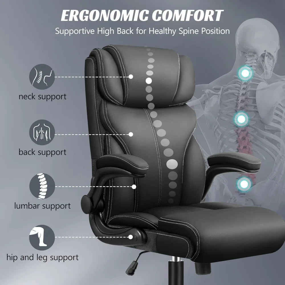 Office Chair Ergonomic Big and Tall Computer Desk Chairs Executive Breathable Leather Chair with Adjustable High Back