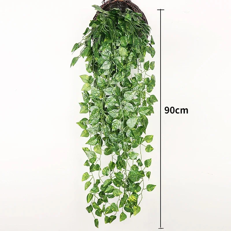 90cm Artificial Plant Vine Home Decoration Hanging Plastic Leaf Grass Garland Outdoor Wedding Party Decorations Fake