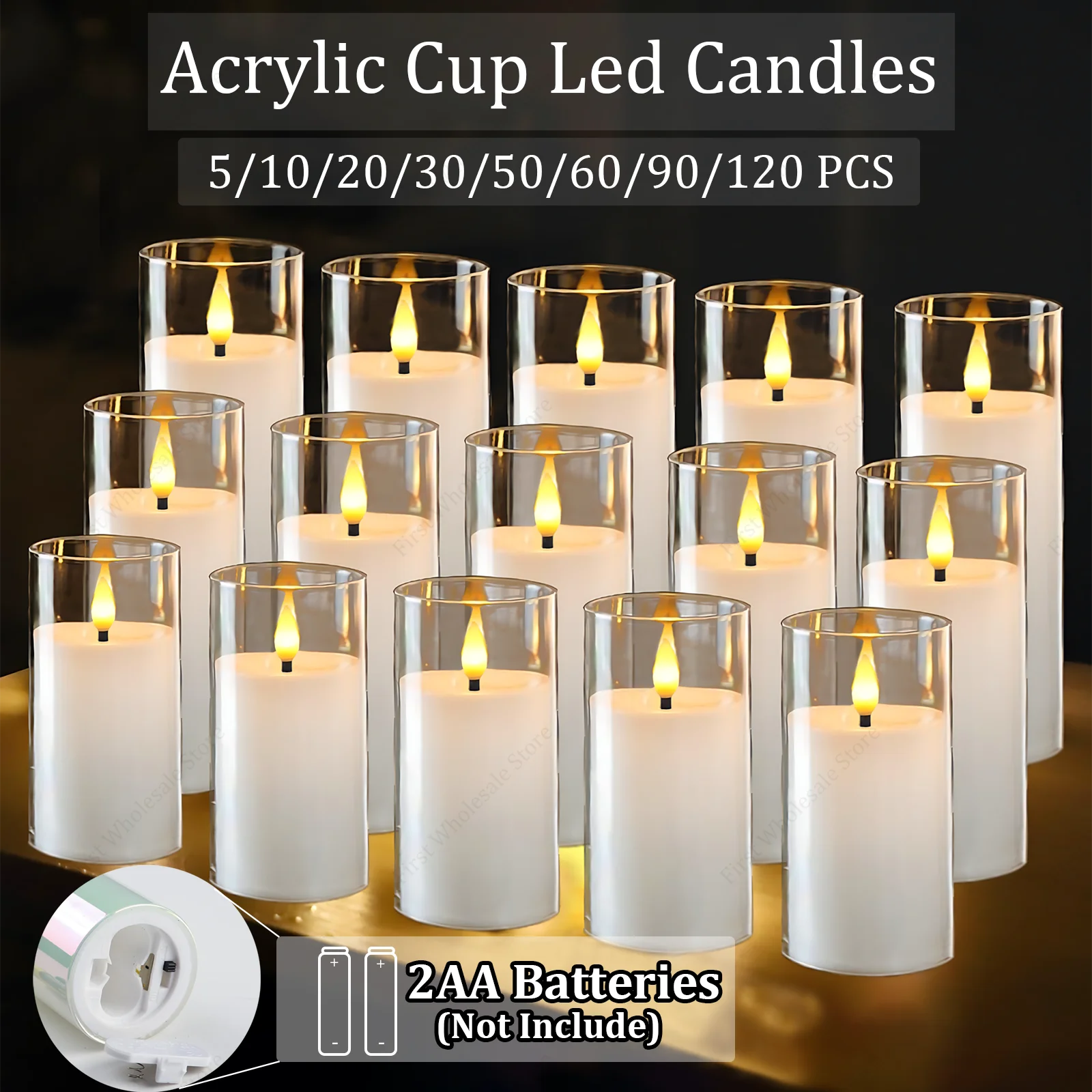 5-120PCS Wedding party Led Candles with Battery Operated Candles Flameless Fake Candles Romantic Ambiance Home Decor