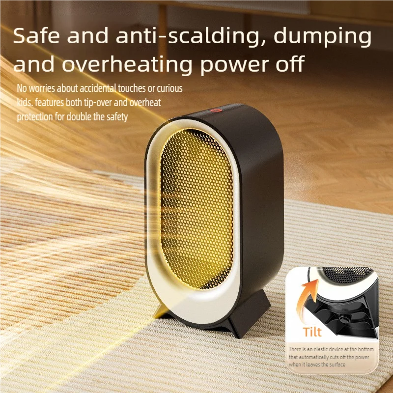 1200W Electric Heater Portable Mini Desktop Fan Heater Smart Hot Air Blower Home Bedroom Office Warmer Machine