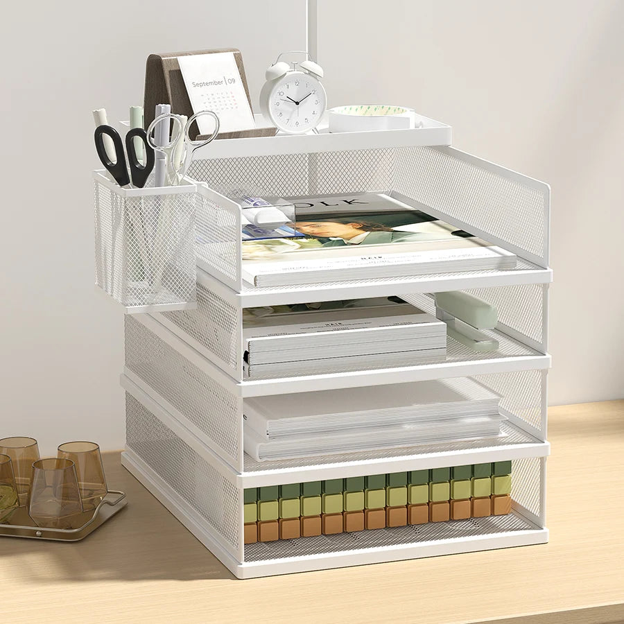 Metal Mesh Desk Organizer Box Office A4 Paper Organizer Document File Letter Book Pen Brochure Filling Tray Rack Shelf