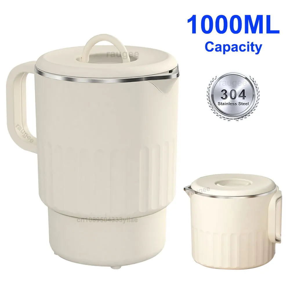 Electric Kettle Pot 1L Folding Stainless Steel Thermo Pot Portable Electric Tea Coffee Pot Travel Water Kettle Cooking