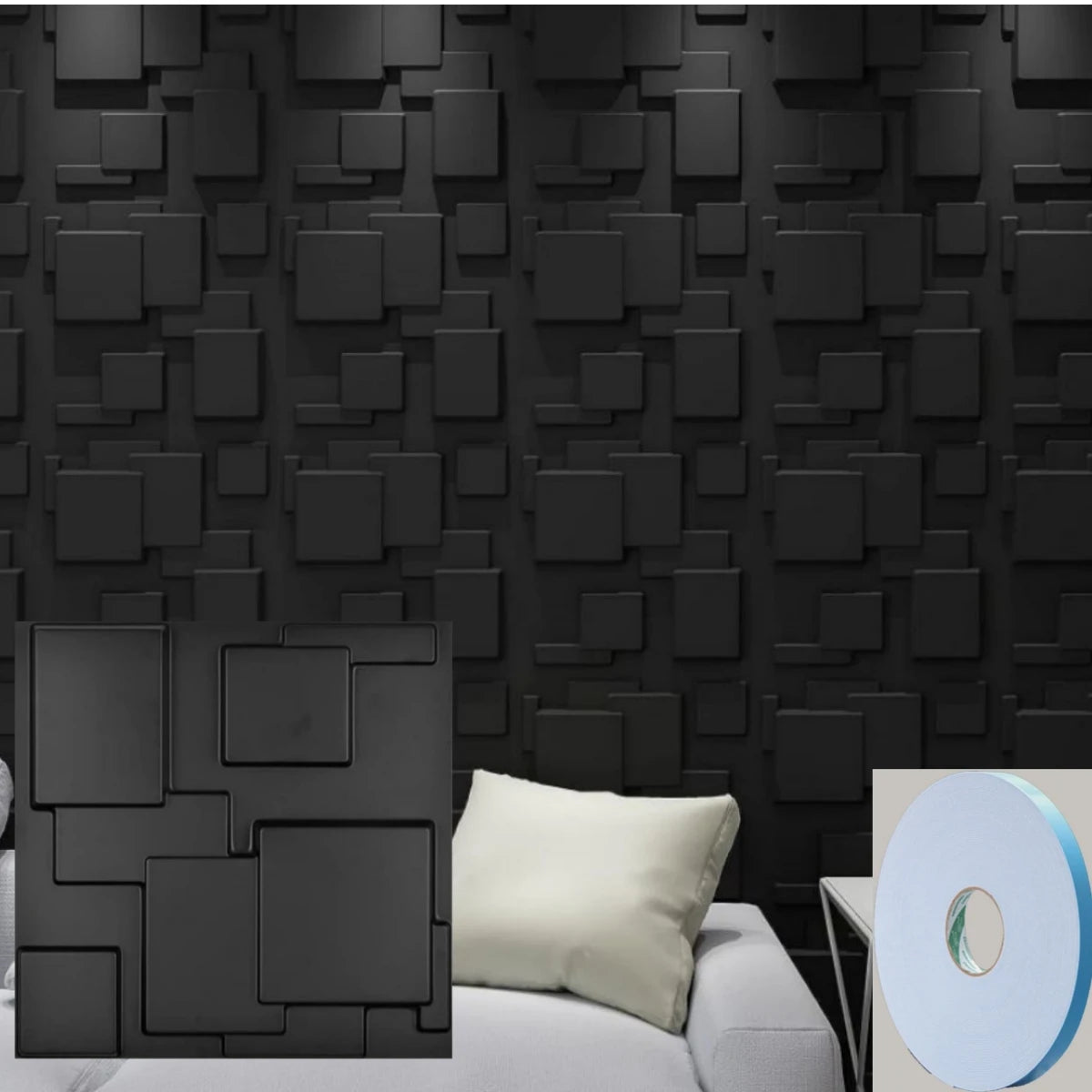 12/20/30pcs 3D pvc wall panels for indoor wall decoration for living room hall bedroom hotel office,including tape