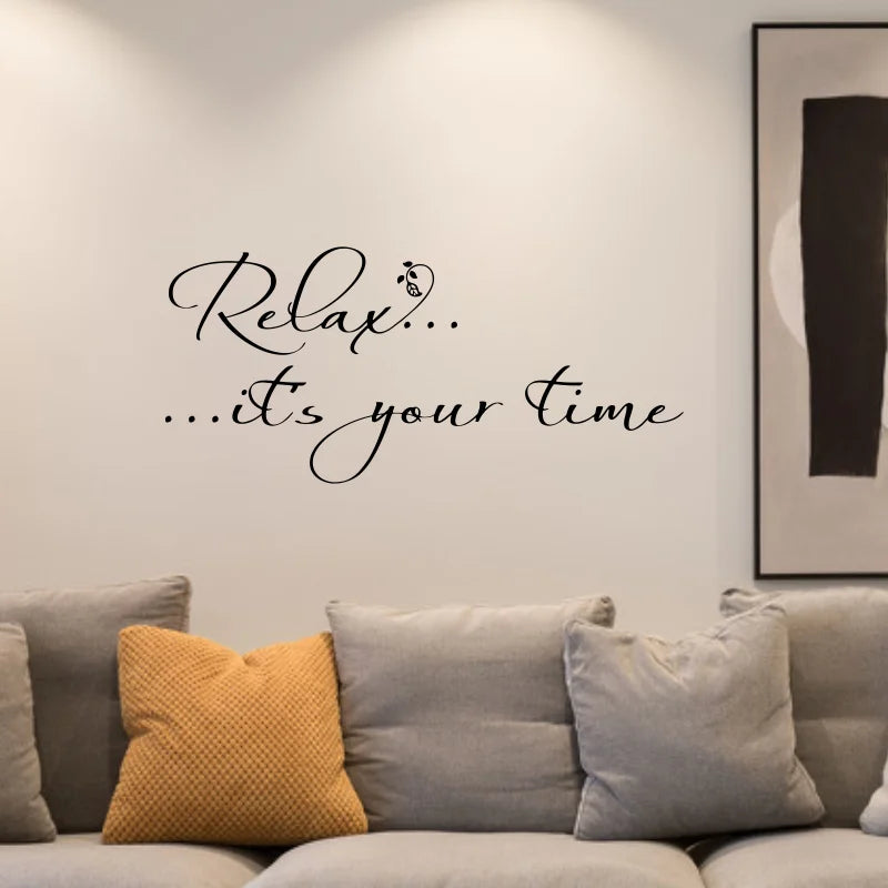 Large Relax It’s Your Time Flower Wall Sticker Bathroom Coffee Beauty Salon Spa Wall Decal Bath Office Vinyl Home Decor