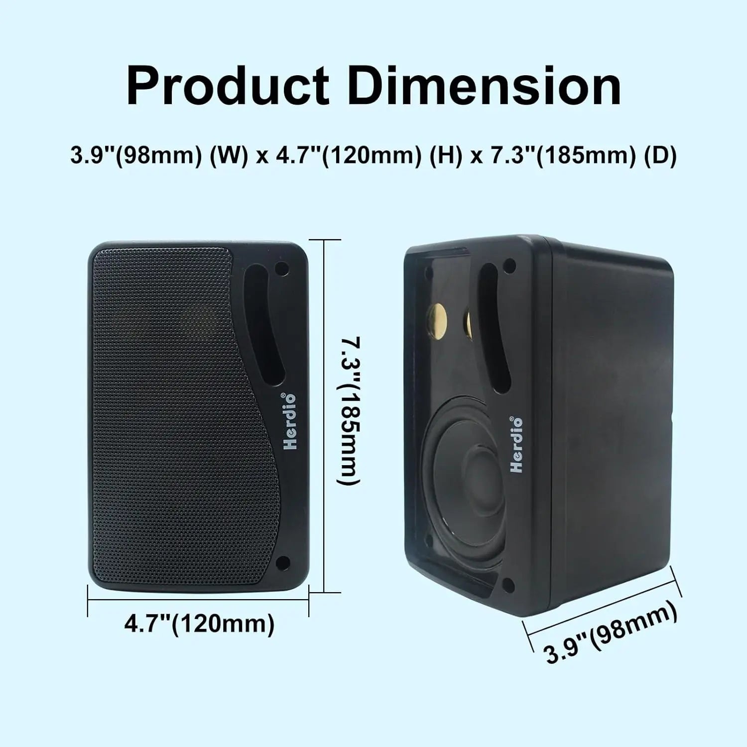 Herdio 3.5’’ Passive Outdoor Speakers Wired Waterproof 200W 3 Way Premium Mountable Wall Mount Speakers For Patio