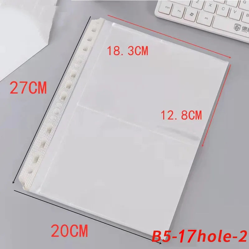25PCS Clear Plastic A5B5A4A3 Folder Bags for Documents Transparent Sheet Loose Leaf Filling Protectors Notebook Binder