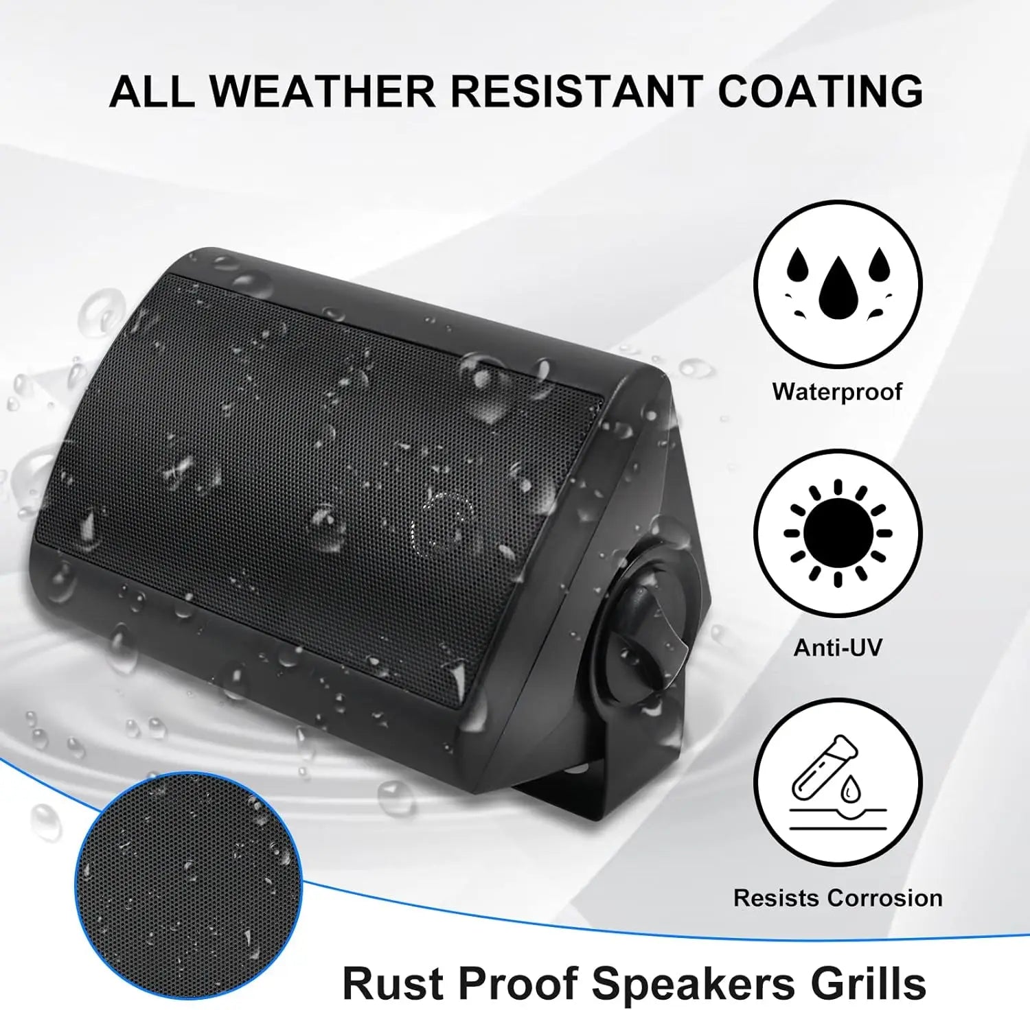 Herdio Passive Outdoor Speakers Wired Waterproof All-Weather Durability 400W Mounted with Tweeter for Patio Backyard (2