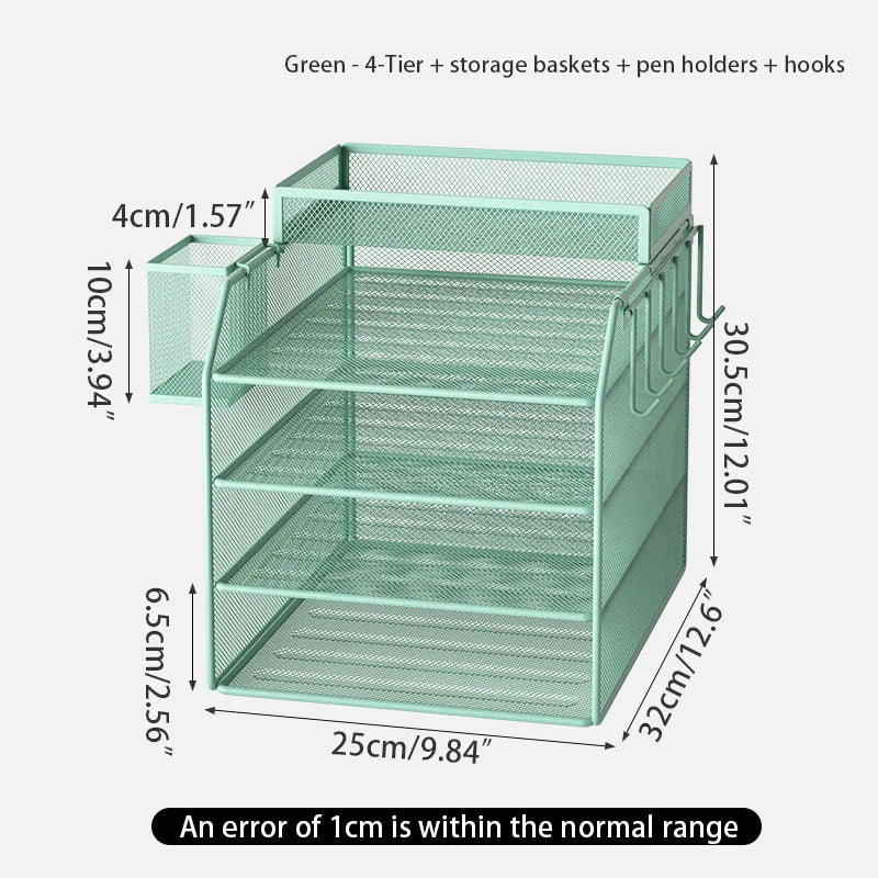 Metal file rack desktop file storage box integrated multi-layer document rack office desk bookshelf book stand