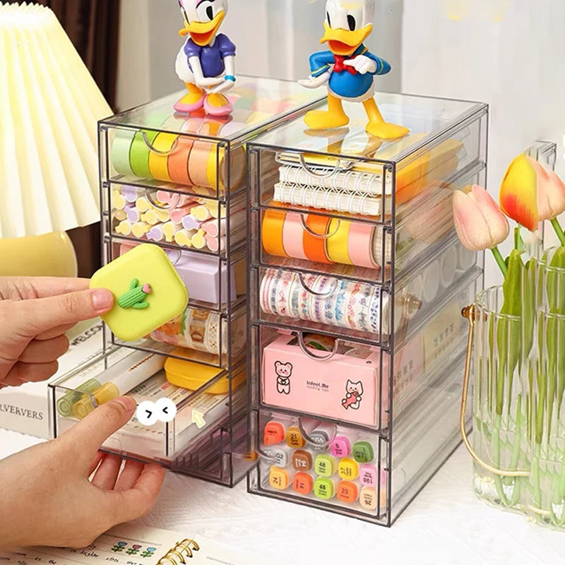 4/5Layer Acrylic Drawer Organizer Stationery Storage Box Glasses Clear Desk Makeup Hair Display Pencil Holder Office