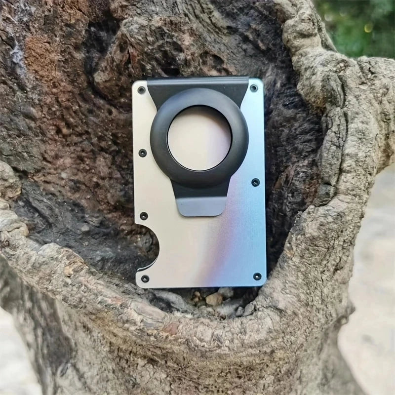 1PC For AirTag Wallet New Metal Men Credit ID Card Holder Case Slim Anti-lost Protective Air Tag Carteira Luxury