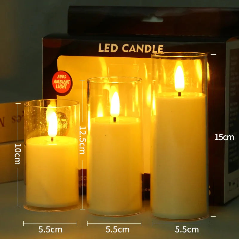 1/3/9Pcs Led Flameless Electric Candles Lamp Acrylic Glass Battery Flickering Fake Tealight Candle Bulk for Wedding