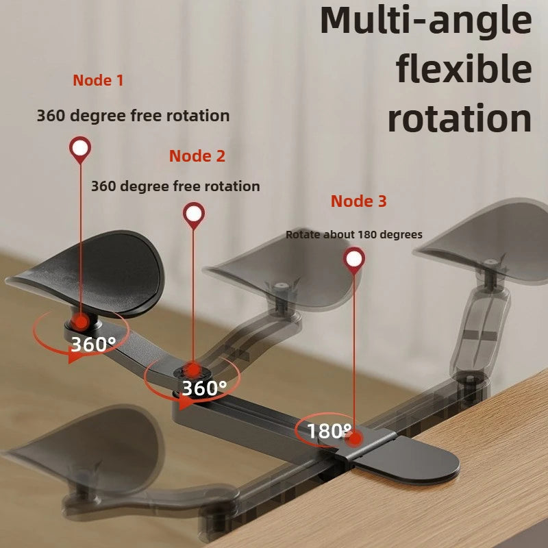 Aluminum Desk Arm Rest Support 360°rotation + 3 Height Adjust Ergonomic Arm Rest Mouse Pad Armrest Bracket Console