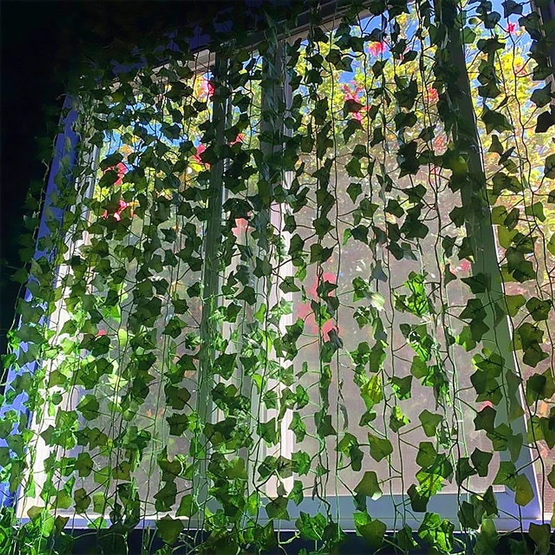 Artificial Green Ivy Leaf Rattan Creeper Leaves Vine Hanging Garland DIY Fake Flowers Plants for Garden Wedding Party